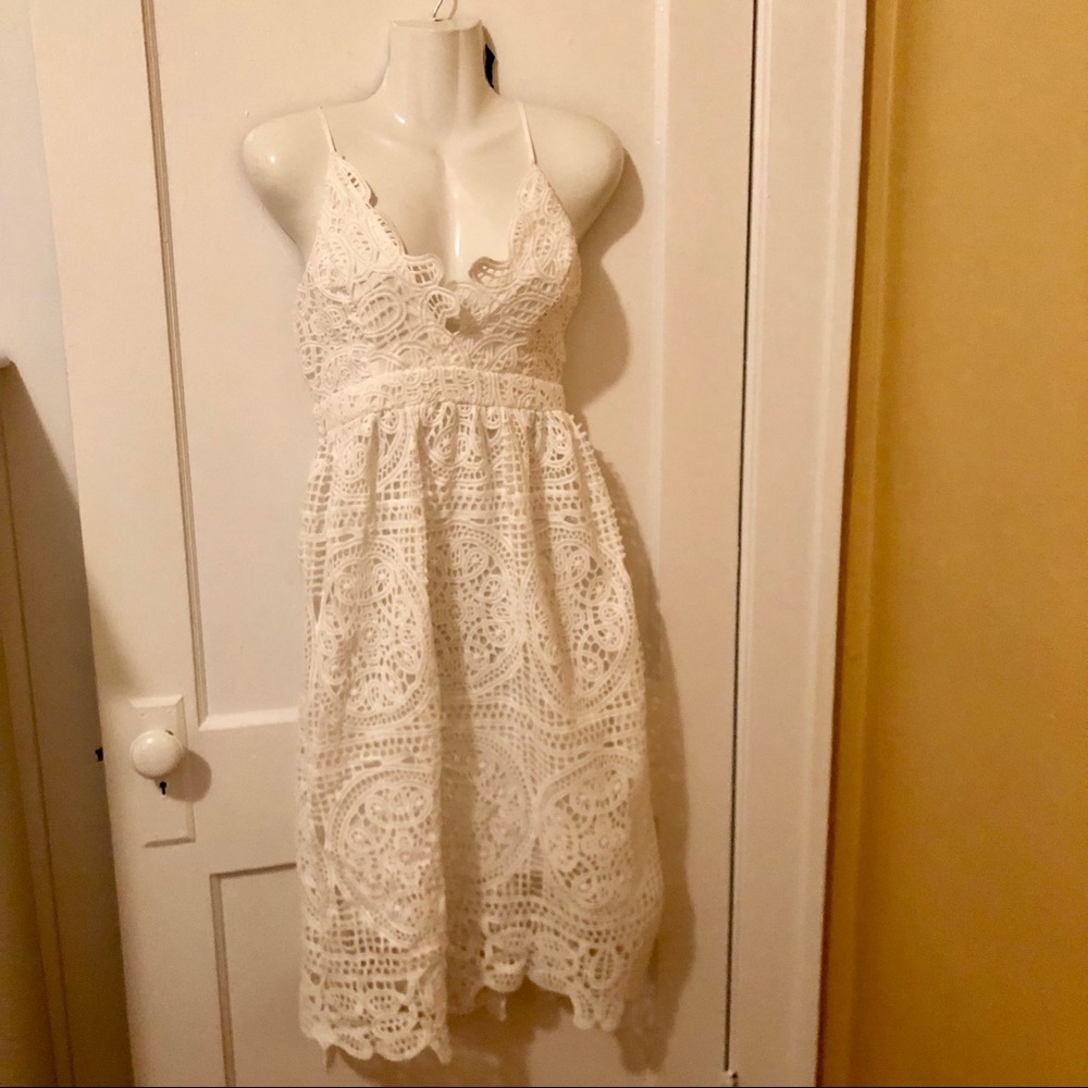 Do and Be White Lace Midi Dress
